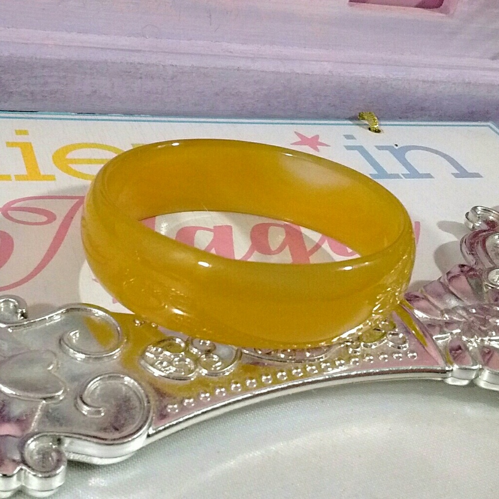Natural Yellow Jade Bangle bracelet for a child